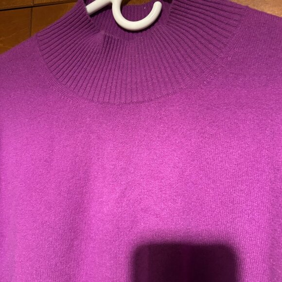 Banana Republic Sz XL Cashmere Mock-neck woman Fuschia sweter $170 - Picture 2 of 13